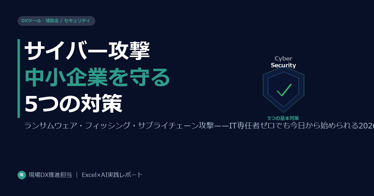 中小企業のサイバーセキュリティ対策2026——今すぐできる5つの基本と補助金活用法